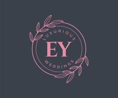 EY Initials letter Wedding monogram logos template, hand drawn modern minimalistic and floral templates for Invitation cards, Save the Date, elegant identity. vector