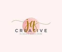 initial JQ Feminine logo beauty monogram and elegant logo design, handwriting logo of initial signature, wedding, fashion, floral and botanical with creative template. vector