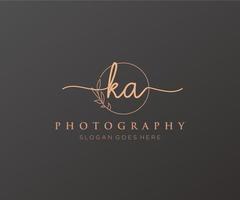 Initial KA feminine logo. Usable for Nature, Salon, Spa, Cosmetic and Beauty Logos. Flat Vector Logo Design Template Element.