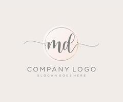 Initial MD feminine logo. Usable for Nature, Salon, Spa, Cosmetic and Beauty Logos. Flat Vector Logo Design Template Element.