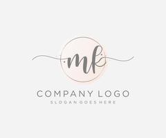 Initial MK feminine logo. Usable for Nature, Salon, Spa, Cosmetic and Beauty Logos. Flat Vector Logo Design Template Element.