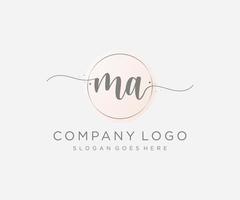 logotipo femenino ma inicial. utilizable para logotipos de naturaleza, salón, spa, cosmética y belleza. elemento de plantilla de diseño de logotipo de vector plano.