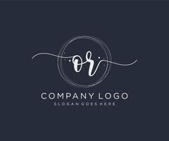 Initial OR feminine logo. Usable for Nature, Salon, Spa, Cosmetic and Beauty Logos. Flat Vector Logo Design Template Element.