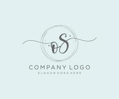 Initial OS feminine logo. Usable for Nature, Salon, Spa, Cosmetic and Beauty Logos. Flat Vector Logo Design Template Element.