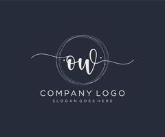 Initial OW feminine logo. Usable for Nature, Salon, Spa, Cosmetic and Beauty Logos. Flat Vector Logo Design Template Element.