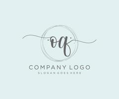 Initial OQ feminine logo. Usable for Nature, Salon, Spa, Cosmetic and Beauty Logos. Flat Vector Logo Design Template Element.