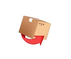 Returns box, great design for any purposes. Vector 3D concept. Courier service delivery