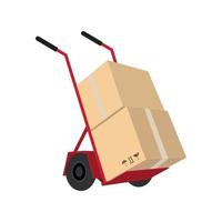 ilustración vectorial montón de cajas de cartón. tres, marrón, cajas de cartón vector