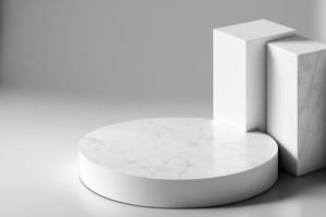 white abstract stone blank simple for product display podium platforms cosmetic placement studio platform 3d background. photo
