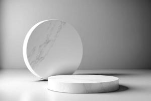 white abstract stone blank simple for product display podium platforms cosmetic placement studio platform 3d background. photo