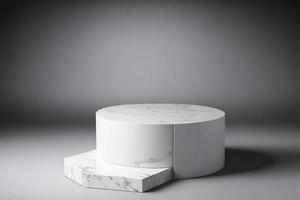white abstract stone blank simple for product display podium platforms cosmetic placement studio platform 3d background. photo