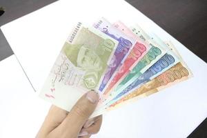 Pakistani currency mix note bundle photo