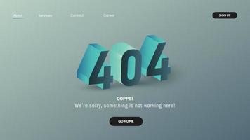 404 error page design for website. User interface design of 404 error page. Something went wrong page design.