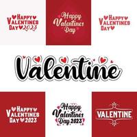 valentine lettering colorful set design. vector