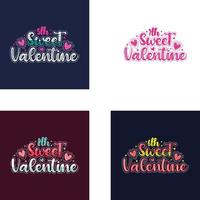 Happy valentine day colorful lettering set design. vector