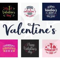 Happy valentine set colorful typography design. vector