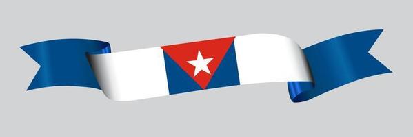 3D Flag of Cuba on a fabric ribbon. vector