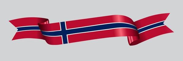 3D Flag of Norway on ribbon. vector