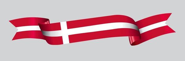 3D Flag of Denmark on ribbon. vector