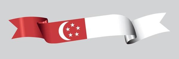 3D Flag of Singapore on ribbon. vector