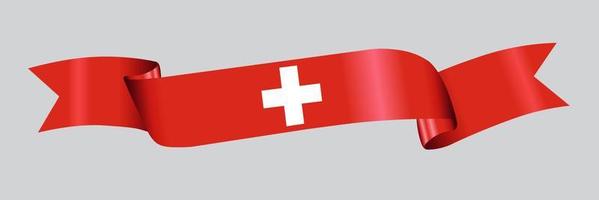 3D Flag of Switzerland on ribbon. vector