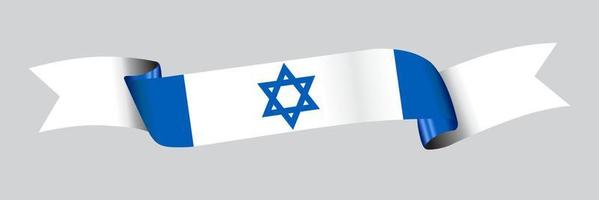 3D Flag of Israel on ribbon. vector