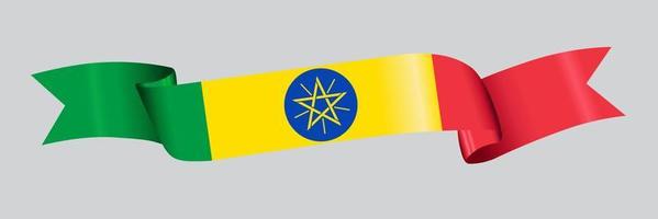 3D Flag of Ethiopia on ribbon. vector