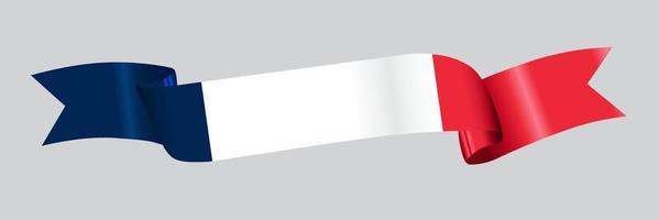 3D Flag of France on ribbon. vector