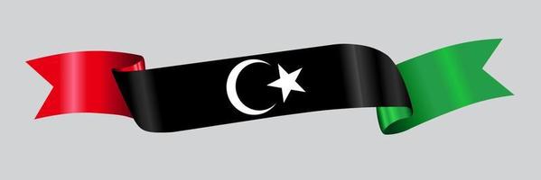 3D Flag of Libya on ribbon. vector