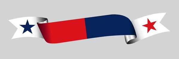 3D Flag of Panama on ribbon. vector