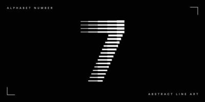 Number seven abstract line art vector