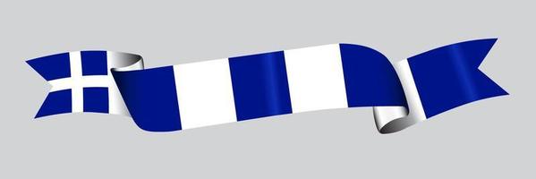 3D Flag of Greece on ribbon. vector