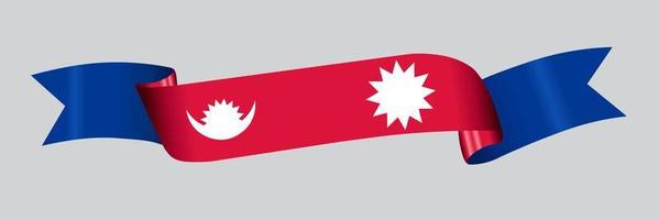 3D Flag of Nepal on ribbon. vector