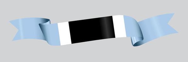 3D Flag of Botswana on ribbon. vector