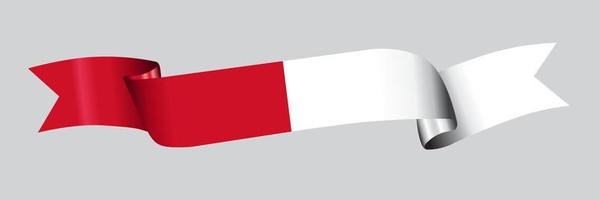 3D Flag of Monaco on ribbon. vector