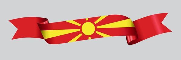 3d bandera de macedonia del norte en cinta. vector