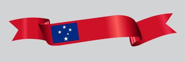 3D Flag of Samoa on ribbon. vector