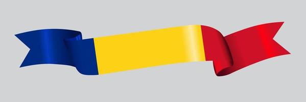 3D Flag of Romania on ribbon. vector