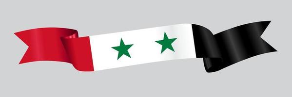 3D Flag of Syria on ribbon. vector