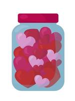 Jar with hearts, symbols of love in a transparent vessel with a lid vector