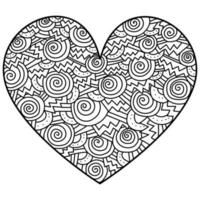 outline card with heart, meditative valentines day coloring page vector