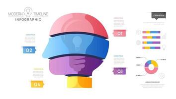 Infographic Timeline diagram template for education. 4 Steps Modern roadmap with head topics, for vector infographics, flow charts, presentations.