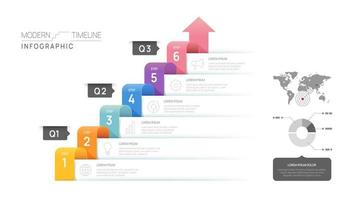 Infographic Timeline diagram template for business. 6 Steps Modern roadmap with circle topics, for vector infographics, flow charts, presentations.