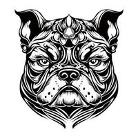 Angry Bulldog Silhouette Outline Drawing vector