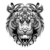 Angry Tiger Silhouette Outline Drawing vector