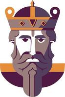 the head of a king with a beard and a crown vector