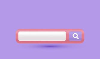 ilustración realista barra de búsqueda en blanco mínima en púrpura creativo 3d aislado en el fondo