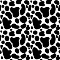 Cow seamless pattern. Black cartoon spots. Dalmatin or moo skin. Vector print