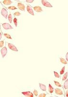 Herbal minimalistic vector template. Hand painted red watercolor leaves on white background. Natural card design. All elements are isolated and editable.