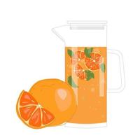 Lemonade with oranges and mint. Vector illustration